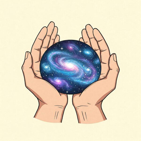 Hands holding the universe